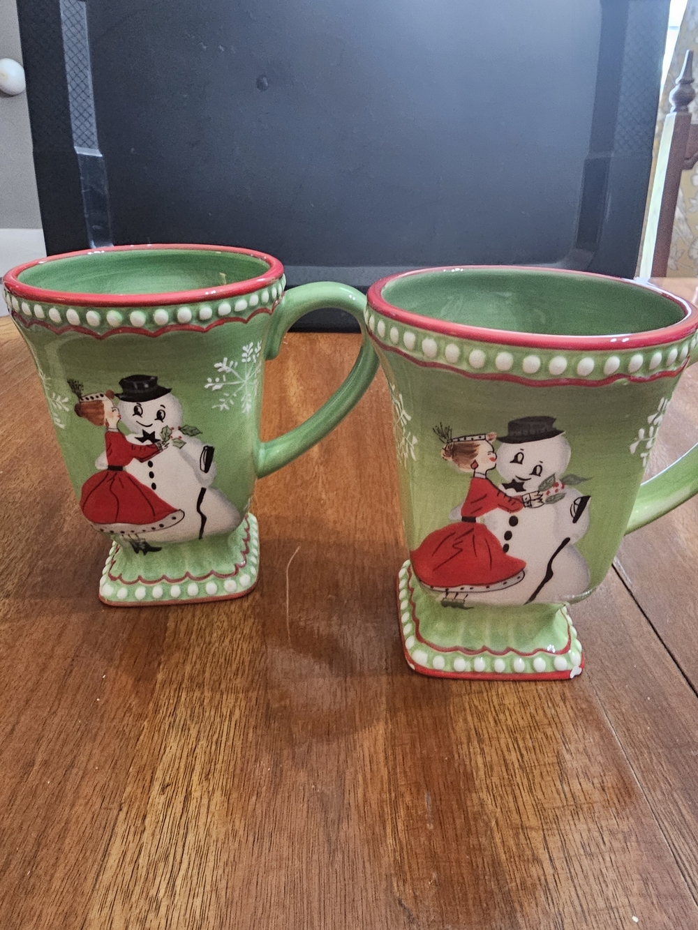 Snowman Christmas Holiday Mugs Set Of 2